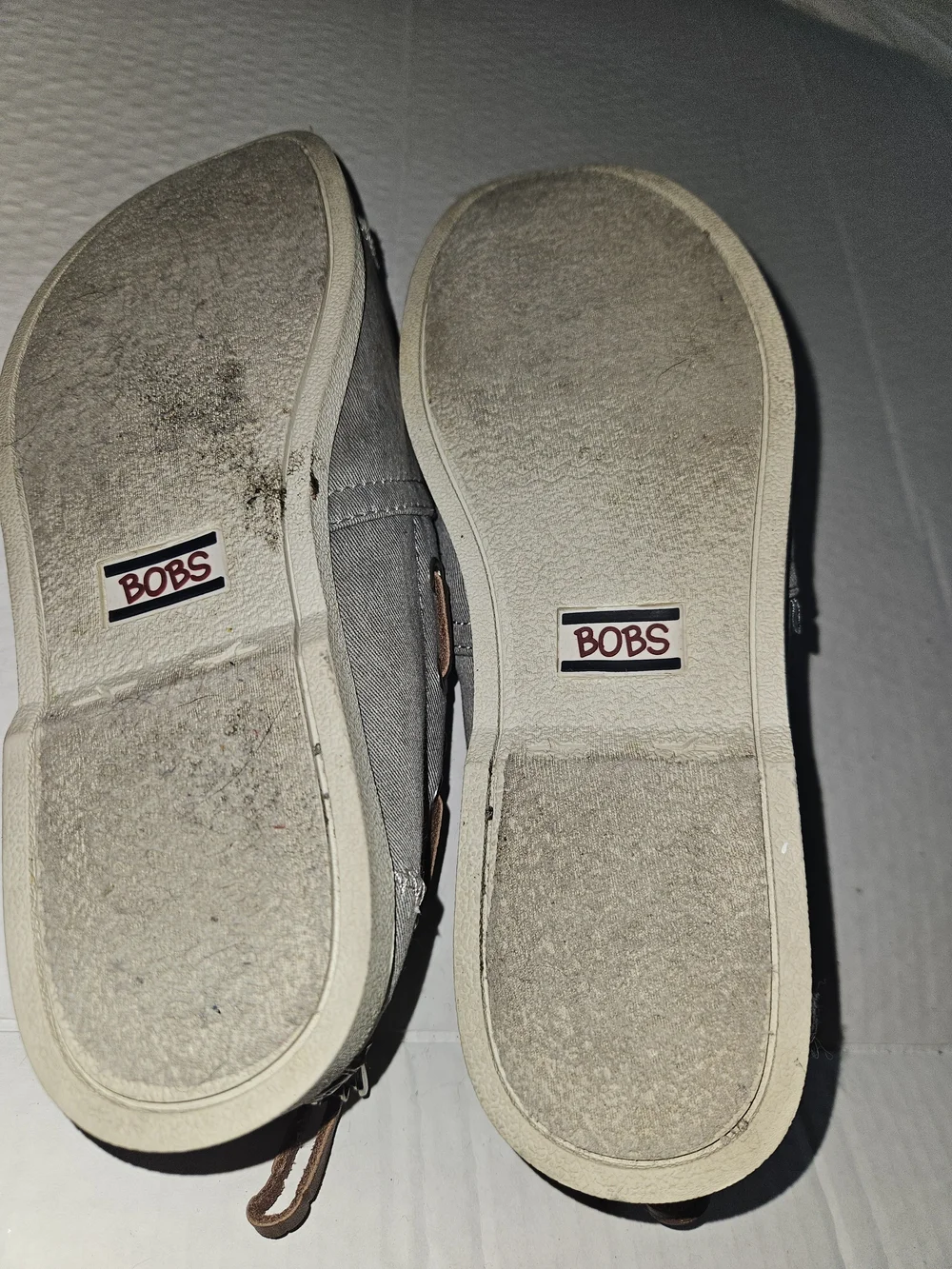 BOBS from Skechers Gray Slip-On Canvas Flats with Brown Accents